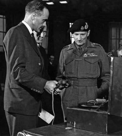 Montgomery viewing the portable recorder